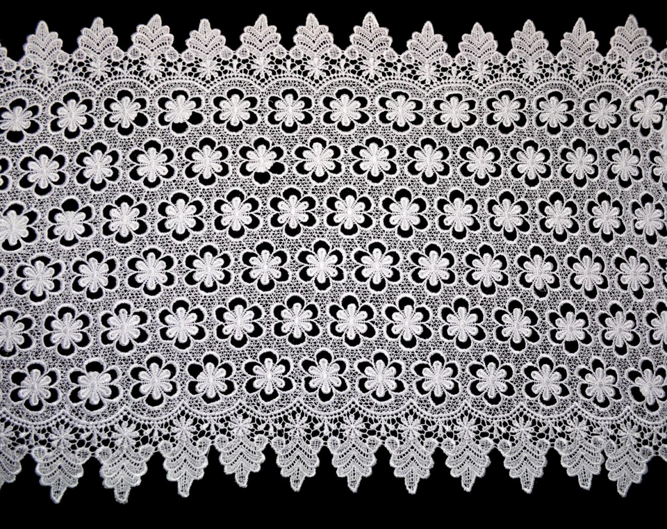 Unotrim 18.5" Blanco Floral Guipur Venecia Encaje Ribete Doble Festoneado por Yarda Foto 1 de 1