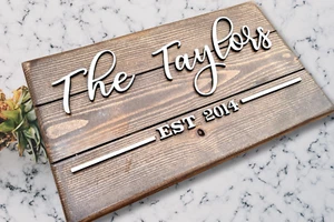 Family Last Name Sign for Personalized Wedding Gift - Pallet Sign Style home - Picture 1 of 6
