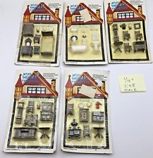 Vtg Dollhouse Miniature Lot Of Mini Dollhouse Furniture 5 Rooms 1/4" Scale NIP