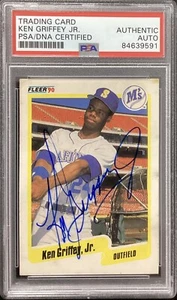 Ken Griffey Jr Signed 1990 Fleer #513 Baseball Card Mariners HOF Auto PSA/DNA - Picture 1 of 2