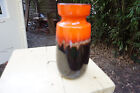 1960s Brown Orange Fat Lava Vase 22cm B 10/7.5cm 242-22