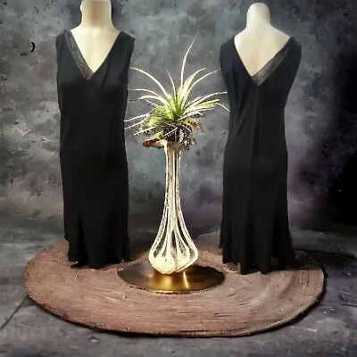 Jones NY, Mulher, Vestido Formal, Preto, Tamanho 14, Longo, Sem Mangas, Decote V, Eclairs.! - Imagem 1 de 4