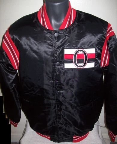 OTTAWA SENATORS NHL STARTER Satin Snap Down Jacket  Traditional M L XL Black Cover