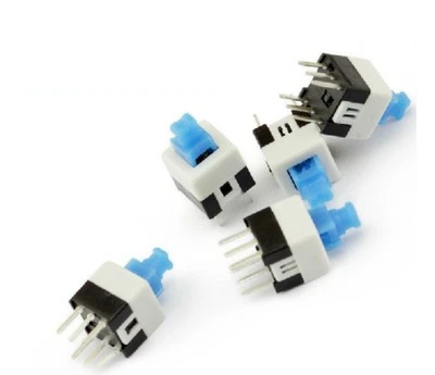 10PCS Push Button Self Latching Momentary Tactile Switch 8x8mm Blue Button 6-Pin - Image 1 of 2