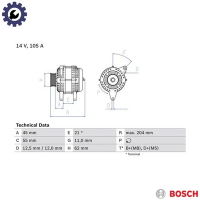 ALTERNATOR 0 986 042 780 FOR ALFA ROMEO FIAT LANCIA AR32310/34103/32301 2.0L 156 - Image 1 of 4