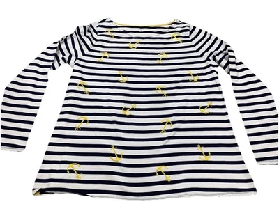 Camisa Kim Rogers Mujer XL Azul Marino Rayas Ancla Náutica Manga Larga Minimalista Foto 1 de 4