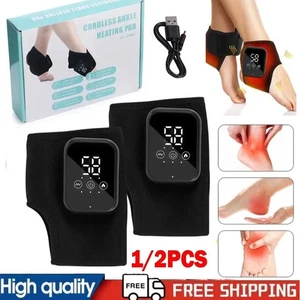 Electric Foot Ankle Massager Brace Pain Relief Vibration Hot Compress Therapy - Picture 1 of 28