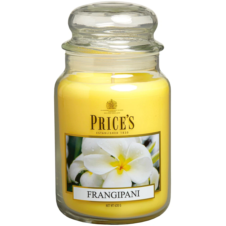 Price's Candles Large Glass Jar Frangipani 150 Hours Burn Time Prices Candle — 第 1/1 张图片