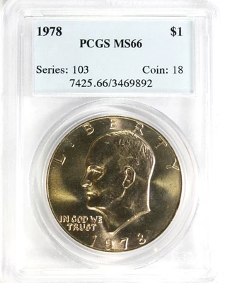 1978 Clad Eisenhower Dollar PCGS MS 66 #GA5-92 "Early Certification Number" - Image 1 of 2