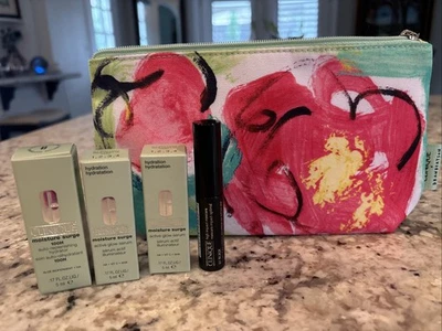 NUEVO 5 piezas CLINIQUE Set Moisture Surge Mascara y Bolsa Cosmética Foto 1 de 4