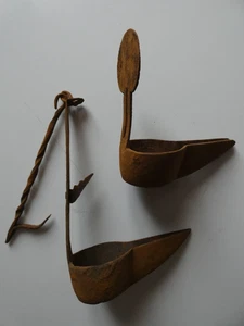 LAMPE A HUILE DE CAVE EN FER FORGE FIN XVIII éme SIÈCLE - CALEIL OU CRACET - Picture 1 of 8