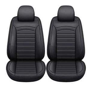 2x Black PU Leather Front Seat Full Cover Fit For Chevy Silverado GMC Sierra Sk - Bild 1 von 6