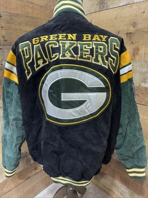 GREEN BAY PACKERS Suede NFL Men's Full Zip Varsity Jacket Official GIII XXL NEW - Image 1 of 4