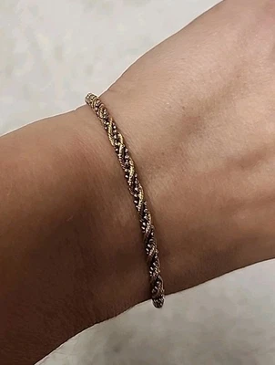 Estate Fine Jewelry 14K Gold Rope Bracelet Two Tone  - Image 1 of 4