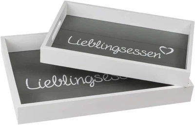 2er-Set Holztablett Deko Tablett Kerzentablett Holz Tablett Hoher Rand Dekotable - Bild 1 von 4