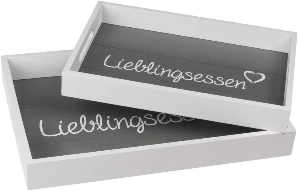 2er-Set Holztablett Deko Tablett Kerzentablett Holz Tablett Hoher Rand Dekotable - Bild 1 von 4