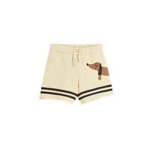 (Kids) Mini Rodini Dog Striped Sweatshorts Beige - Picture 1 of 2