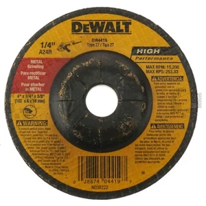 DeWALT DW4419 4" Diameter Aluminum Oxide Abrasive Grinding Wheel, 1/4" Thick - Picture 1 of 8