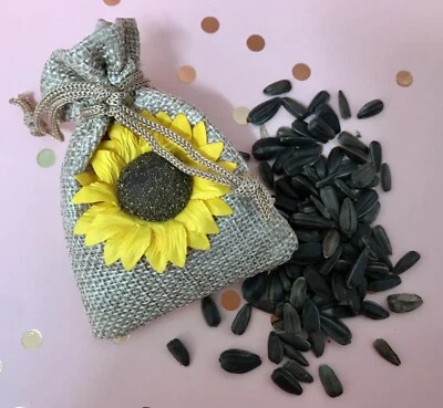 Rustic Sunflower Seed Bag. Gift, Wedding Favours - Image 1 of 4