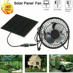 Solar Powered USB Fan Mini Air Ventilator Greenhouse Pet Dog Chicken House Cool