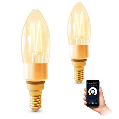 2er Pack Smarte E14 Filament LED Kerze App- & Sprachsteuerung WLAN dimmbar CCT - Bild 1 von 4