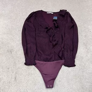 Abercrombie & Fitch Bodysuit Red Black Animal Print Long Sleeve Size Small NWT - Picture 1 of 12