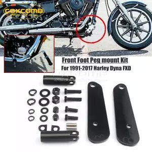 Foot Pegs Mount Bracket Kit for Harley Dyna Fat Bob FXDF Low Rider FXDL 1991-17 - Picture 1 of 12