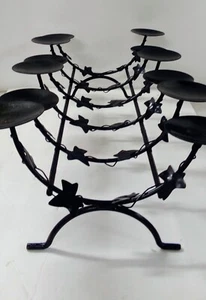 Vintage Wrought Iron 12-Candle Stand Holder Black 25" Wide Indoor/Outdoor Decor - Picture 1 of 15