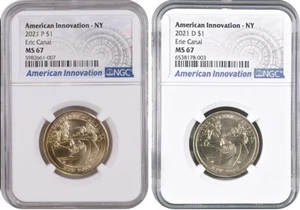 2021 P&D Set Innovazione New York Dollar $1 Erie Canal NGC MS 67 (Set Registro) - Foto 1 di 2
