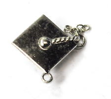 Sterling Silver Wells Graduation Hat Square Academic Charm 17mm 
