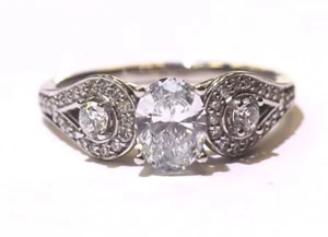 14k White Gold Lab Grown Oval 1.07ct VS1 G Engagement Ring 3.5g Size 6.25 - Picture 1 of 8
