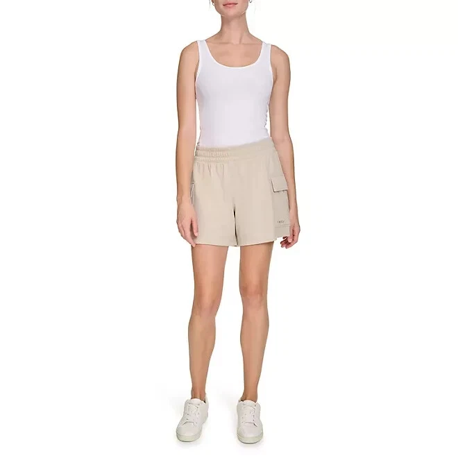 DKNY Women's Cream Terry Cargo Shorts M