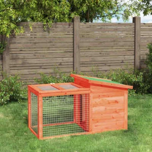 Rabbit Hutch Brown, Green Solid Pine Wood, Plywood Rabbit Hutch vidaXL - Picture 1 of 8