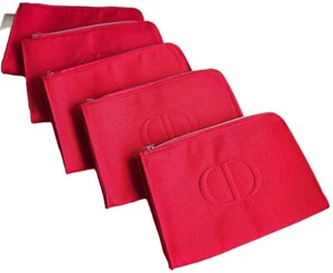 DIOR Beauty Red Cosmetic Makeup Bag Clutch Pouch Canvas Gift | Qty Of 5 Bags