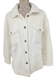 Aerie Jacket Sm White Fluffy Button Up Collar Oversized  Great - Picture 1 of 10