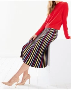 Pure Collection Colourful Striped Knitted Pleated Skirt Small UK 8 RRP £140 - Picture 1 of 12