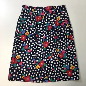 Falda para mujer American Eagle Outfitters línea A 12 azul marino lunares florales 100 % algodón - Imagen 1 de 6