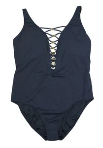 Bleu by Rod Beattie Strappy Plunging Womens Plus Size One Piece Bathing Suit NWT - Picture 1 of 2