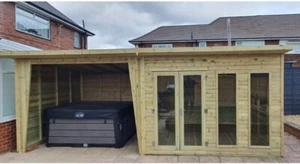 20X10 HEAVY DUTY SUMMER HOUSE & HOT TUB EXTENSION PRESSURE TREATED 14MM T&G - Picture 1 of 11