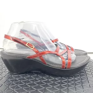 Donald J Pliner Women Size 10 Shoes Red Patent Leather Sandals Wedge Heels - Picture 1 of 11