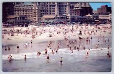 Beach Scene, Ocean Bathing, Atlantic City, New Jersey, Vintage 1953 Postcard