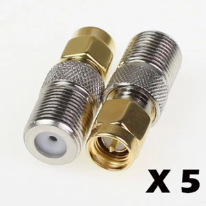 5pcs F Type Female Jack To SMA Male Plug Straight RF Adapter Connector Converter - Picture 1 of 5
