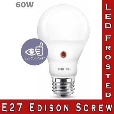 Philips LED Frosted Light Bulb E27 Warm White Energy Saving 7.5W 60W - Image 1 of 4