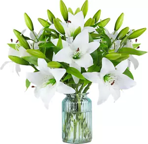 9 Pcs Artificial Lily Easter Lily Flowers for Easter, White Flowers Fake Tiger L - Picture 1 of 12