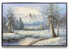 NY Art-Original Oil Painting of Winter  Landscape on Canvas 24x36 Framed