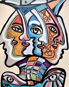 CORBELLIC CUBISM 16X20 THREE KINGS COLLECTIBLE ART LARGE CANVAS POP MODERNISM