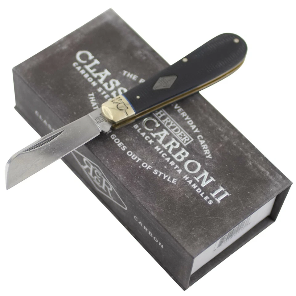 Rough Ryder Black Micarta Hawkbill Pocket Knife Folder RR2213 Carbon Steel - Image 1 of 2