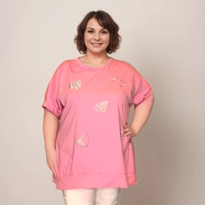 ROCKTHOSECURVES WOMENS Pearl & Diamante Heart Long Top - Picture 1 of 10