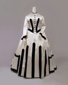 1860s Visiting Dress Medieval Wedding Dresses Victorian Royal Court Princess - Picture 1 of 10