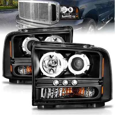 Faróis projetores ANZO L.E.D preto claro (CCFL) para Superduty F-250/350 - Imagem 1 de 4